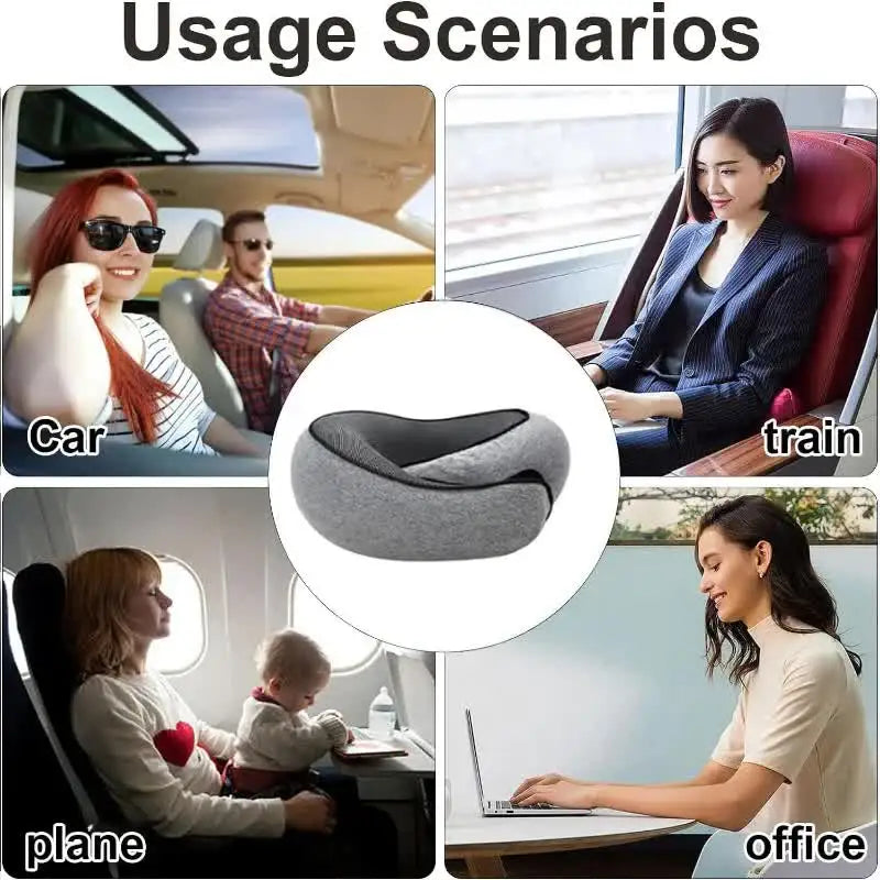 Snail Style Memory Foam Travel Neck Pillow U Shaped Adjustable Soft for Sleep and Support